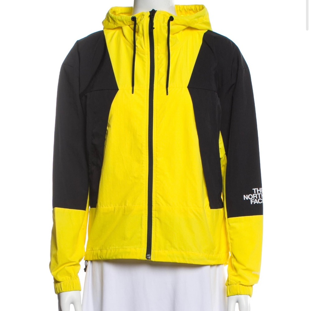 The North Face yellow/black color block jacket